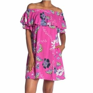 Rachel Rachel Roy Floral Off-the-Shoulder Dress - with pockets. EUC Size L